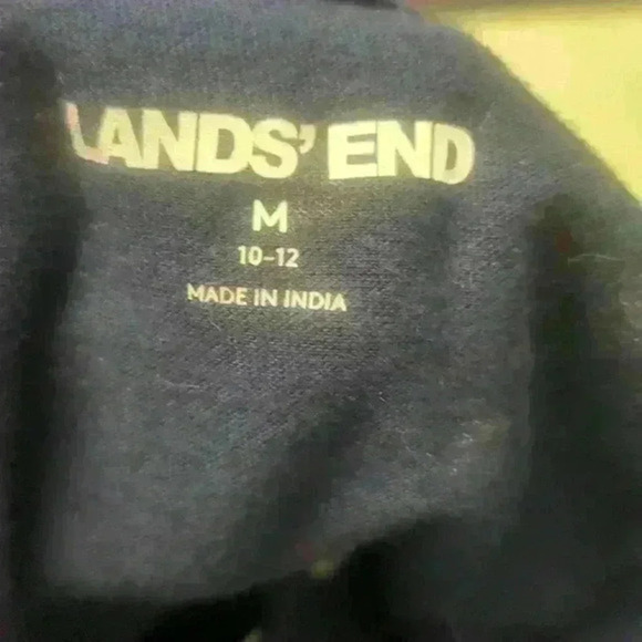 Land's End Navy Polkadot Sleeveless Cotton Knit Shift Dress - Picture 5 of 5